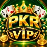 PKR VIP Game icon featuring a colorful casino-style design with gold coins, poker chips, and a slot machine showing 777 symbols under a bright neon