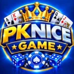 PKNice Game logo with a bold gaming design, casino-style elements, and vibrant red and gold colors.